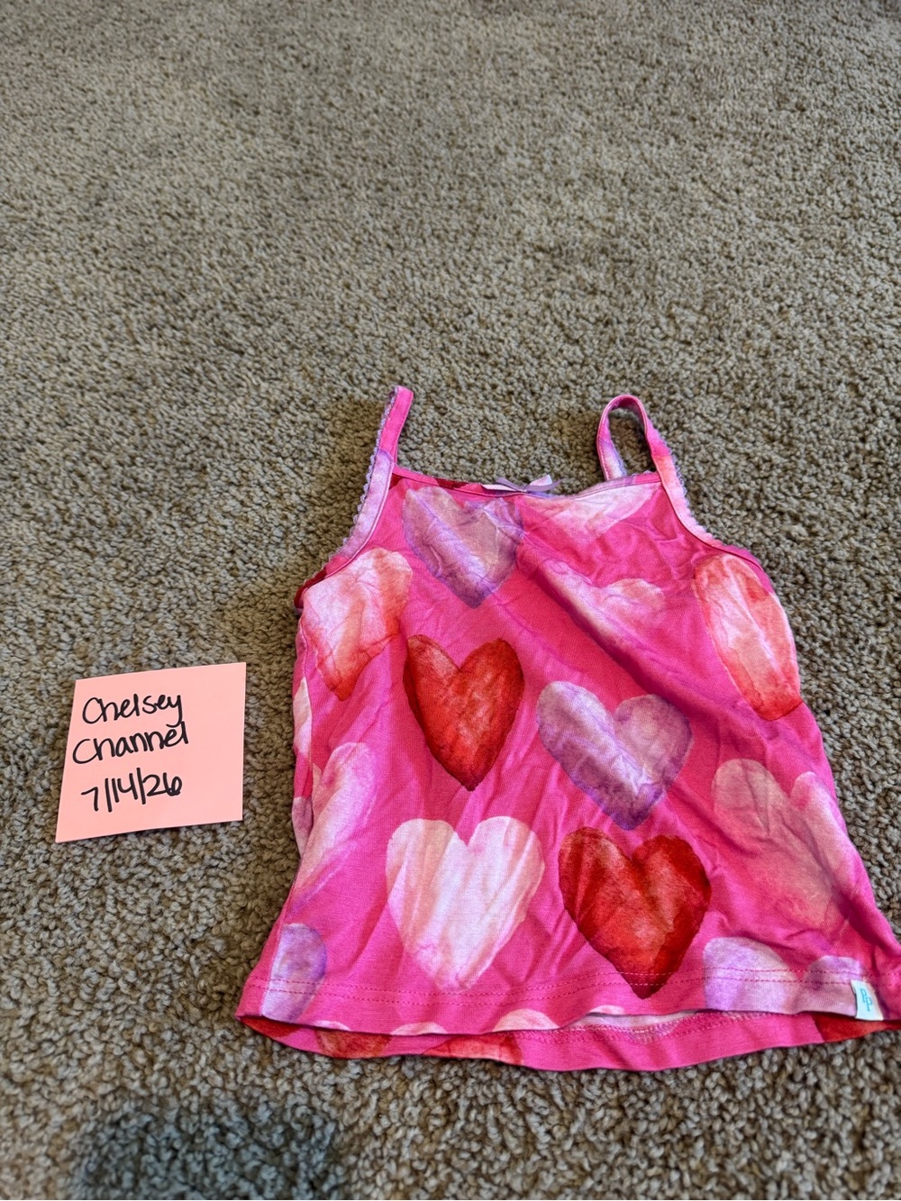 Posh peanut  Pink Heart Print Tank Top